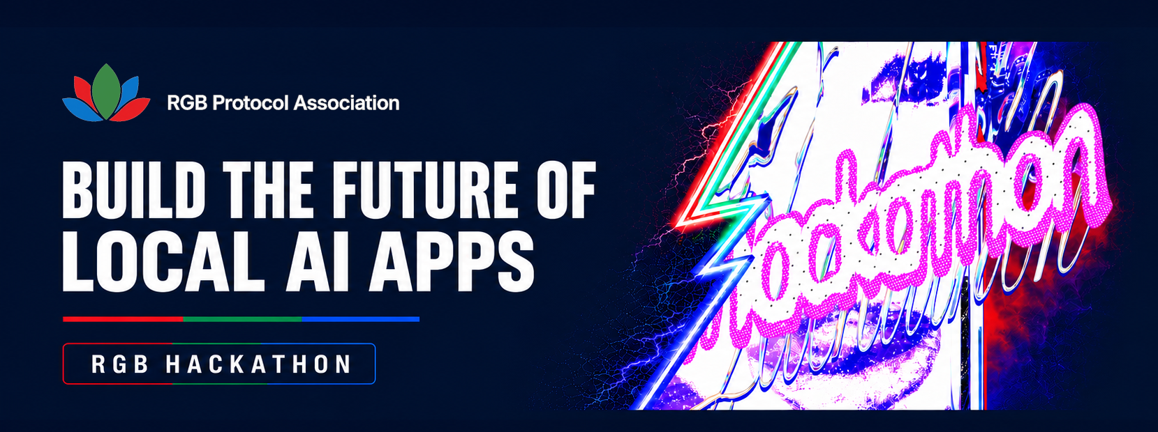 RGB Protocol Association hackathon banner — Build the Future of Local AI Apps, 17-18 October 2026, Turin, Italy, total prize €6,000